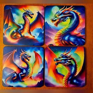4pc dragon coaster set